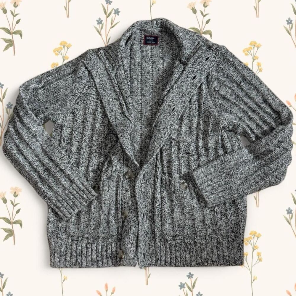 Untuckit Men's Grey and Black Cardigan